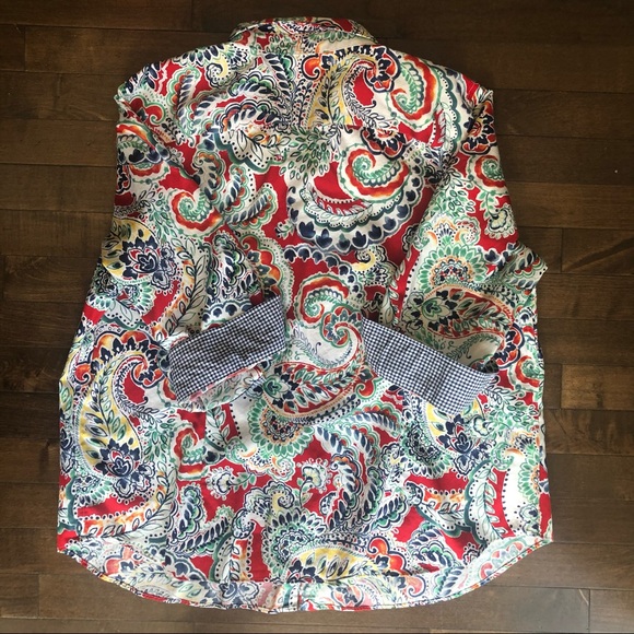 Chaps Multi-Color Paisley Print No Iron Shirt Size 2X - Picture 8 of 11
